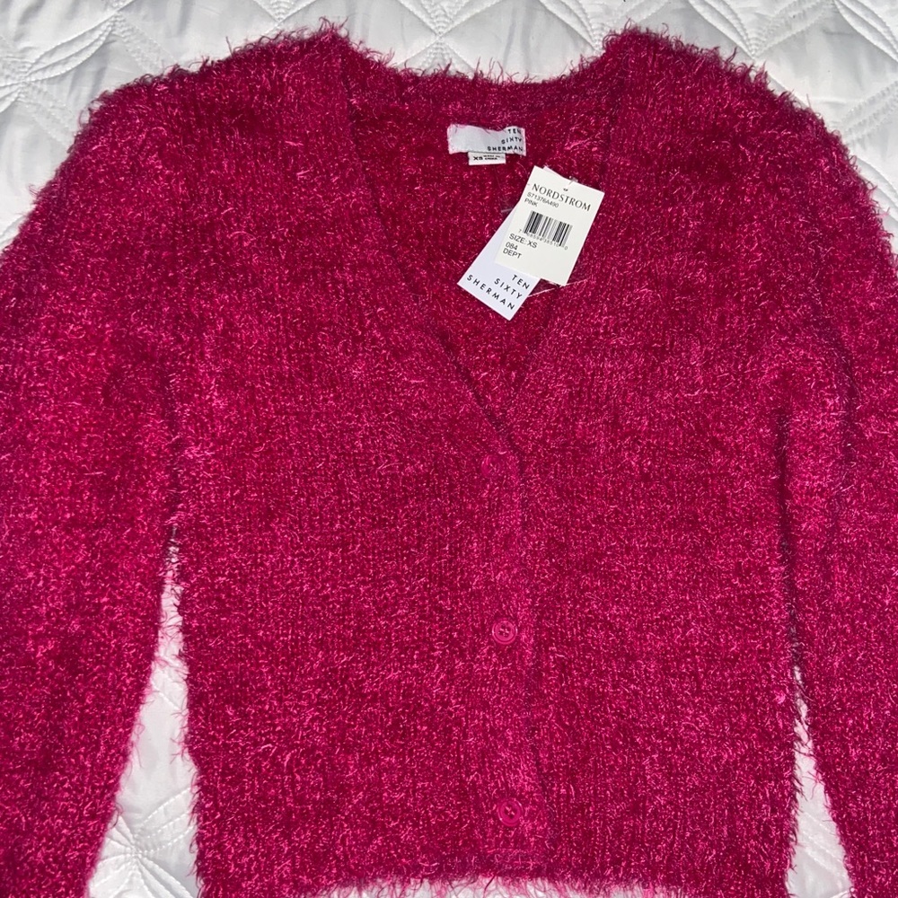 Fuzzy pink sweater